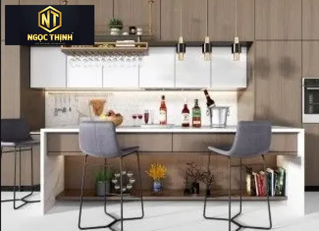 Xưởng Nội Thất Ngọc Thịnh Long Thành  - Bà Rịa Vũng Tàu -  63+ Mẫu tủ bếp có quầy bar đẹp, hiện đại và cực ấn tượng.